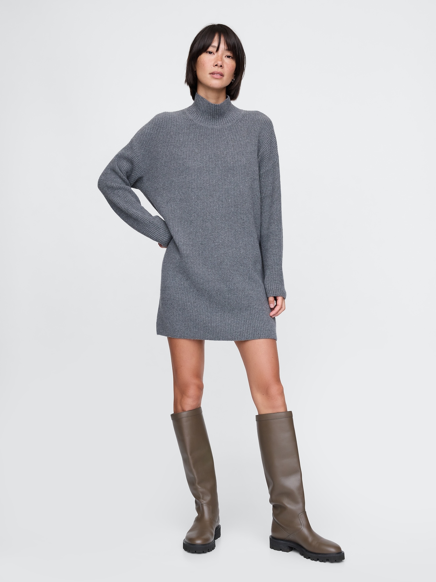 CashSoft Rib Turtleneck Mini Dress