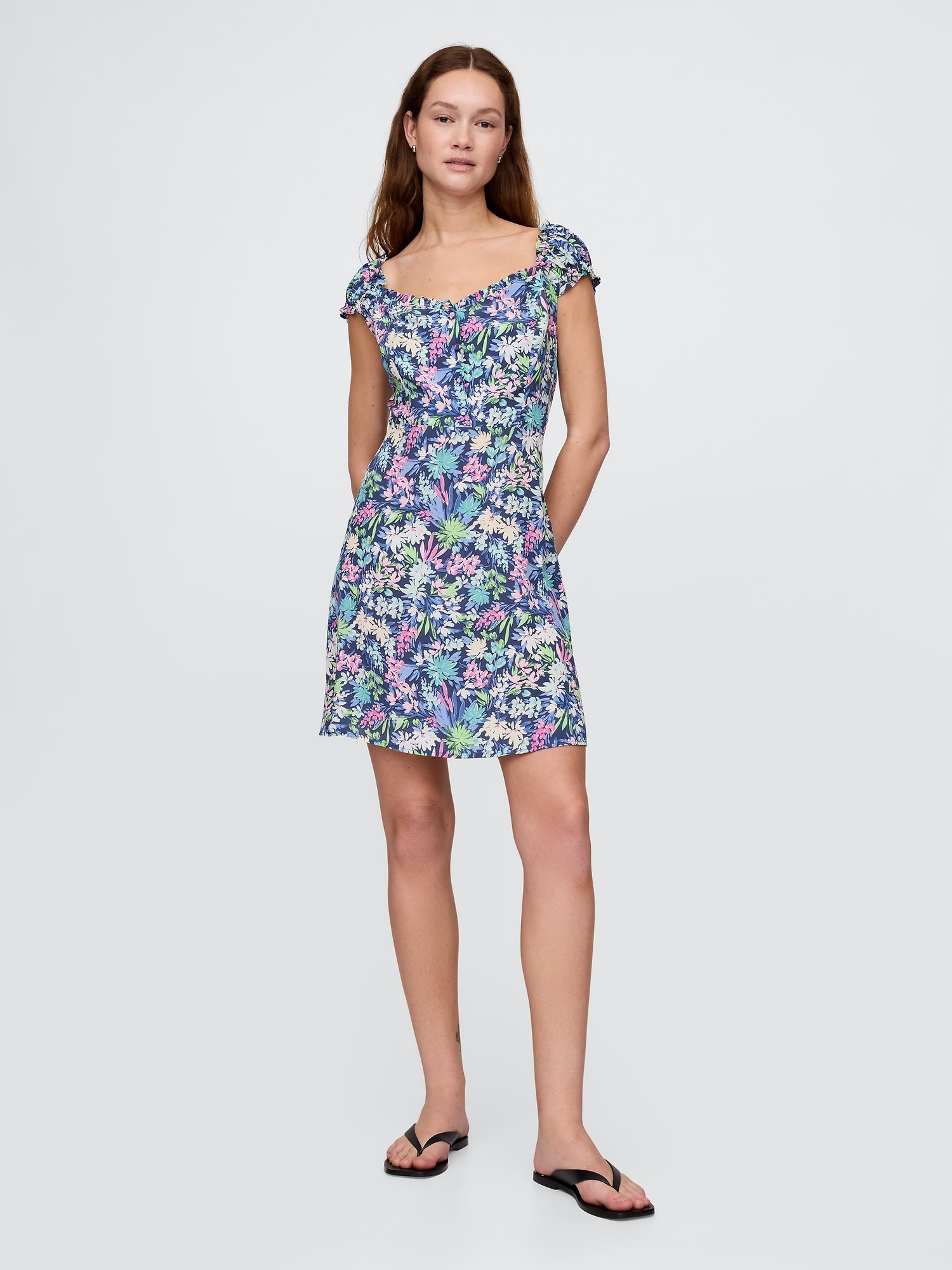 Puff-Sleeve Sweetheart Mini Dress