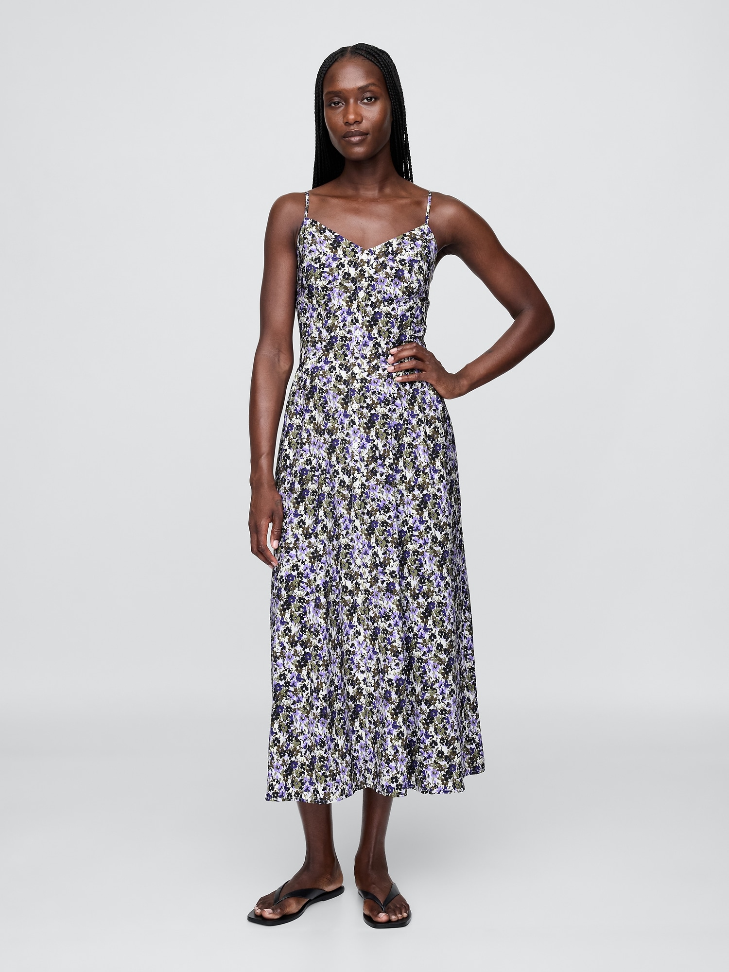 Floral V-Neck Midi Dress