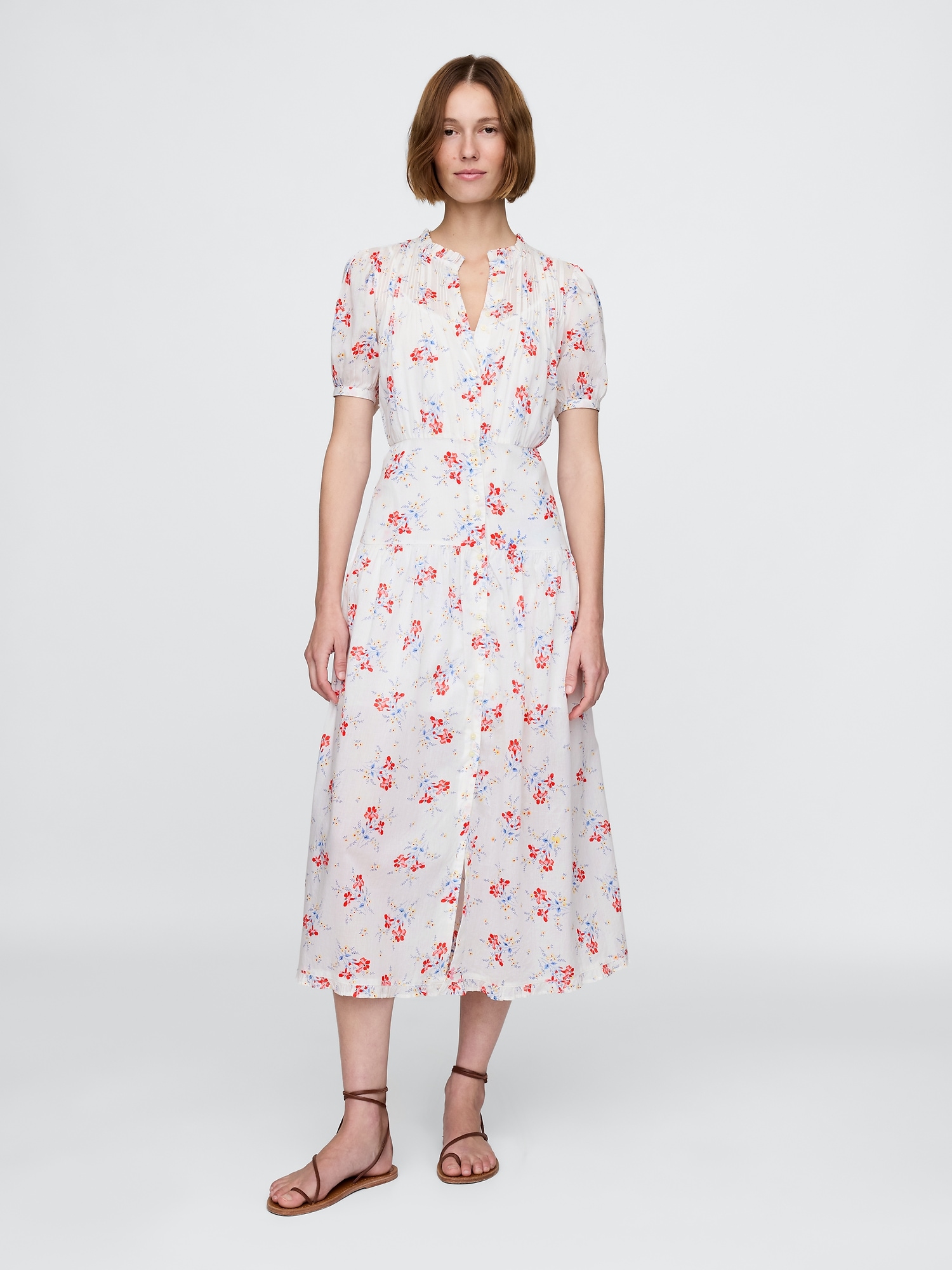 Gap × DÔEN Pintuck Floral Midi Dress
