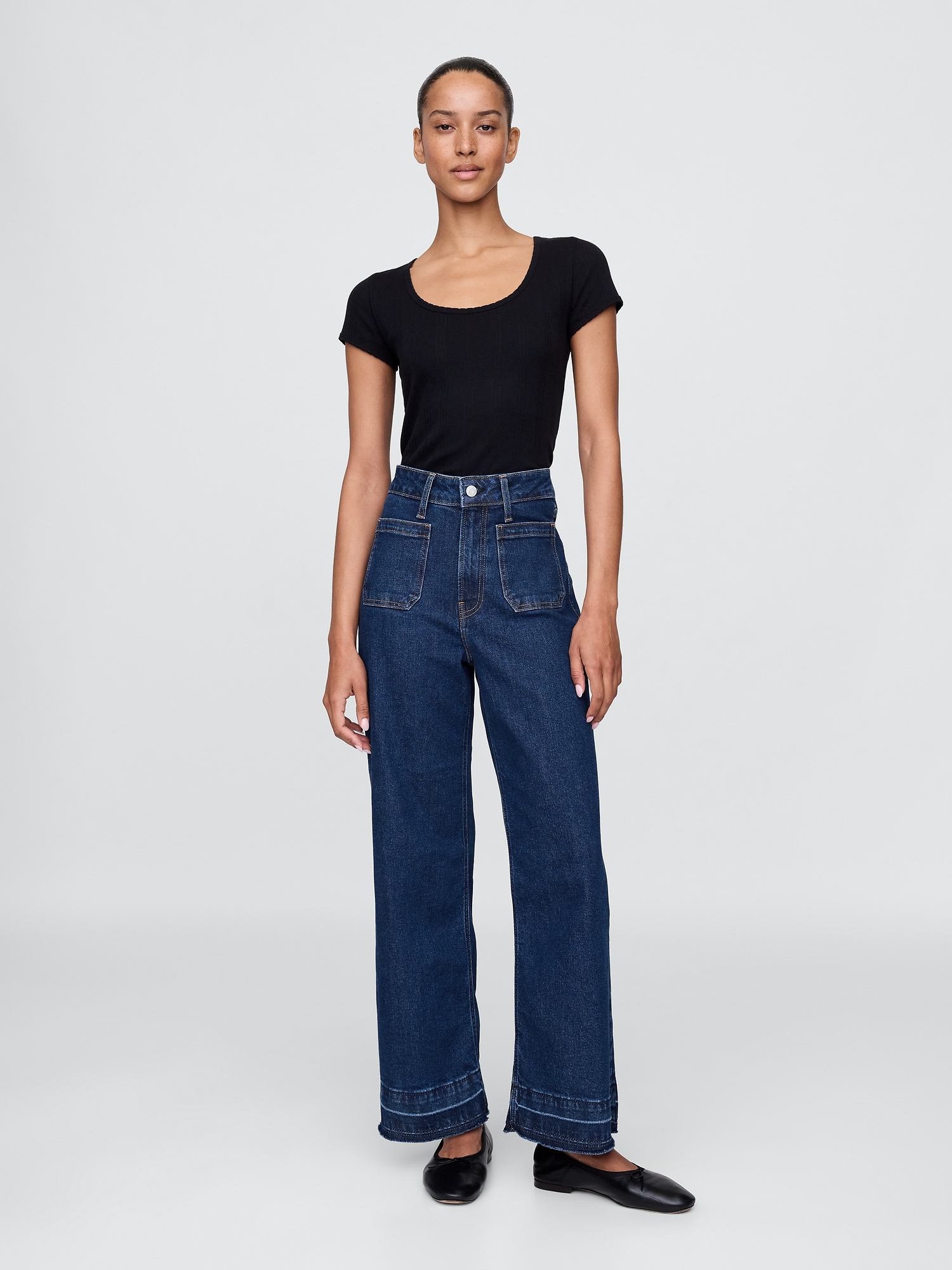 Curvy High Rise Stride Wide-Leg Ankle Jeans
