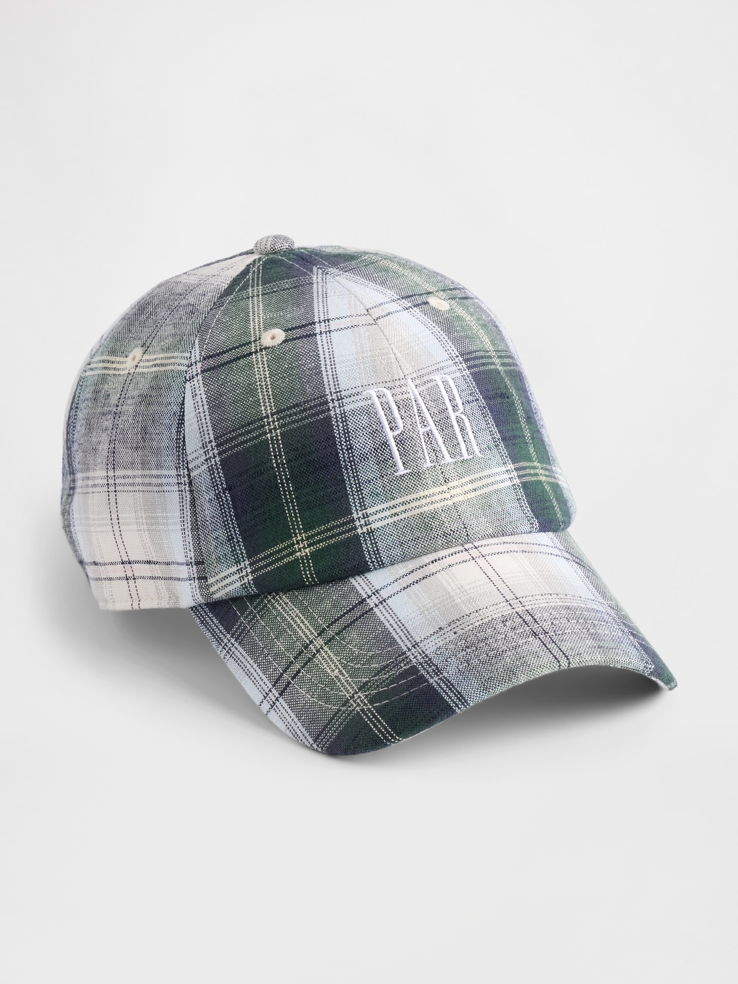 Gap × Malbon Linen-Cotton Logo Plaid Baseball Hat