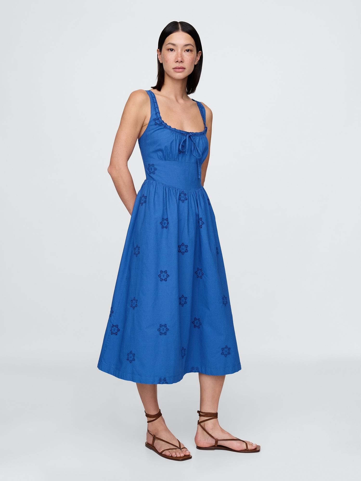 Eyelet Scoop Neck Dress