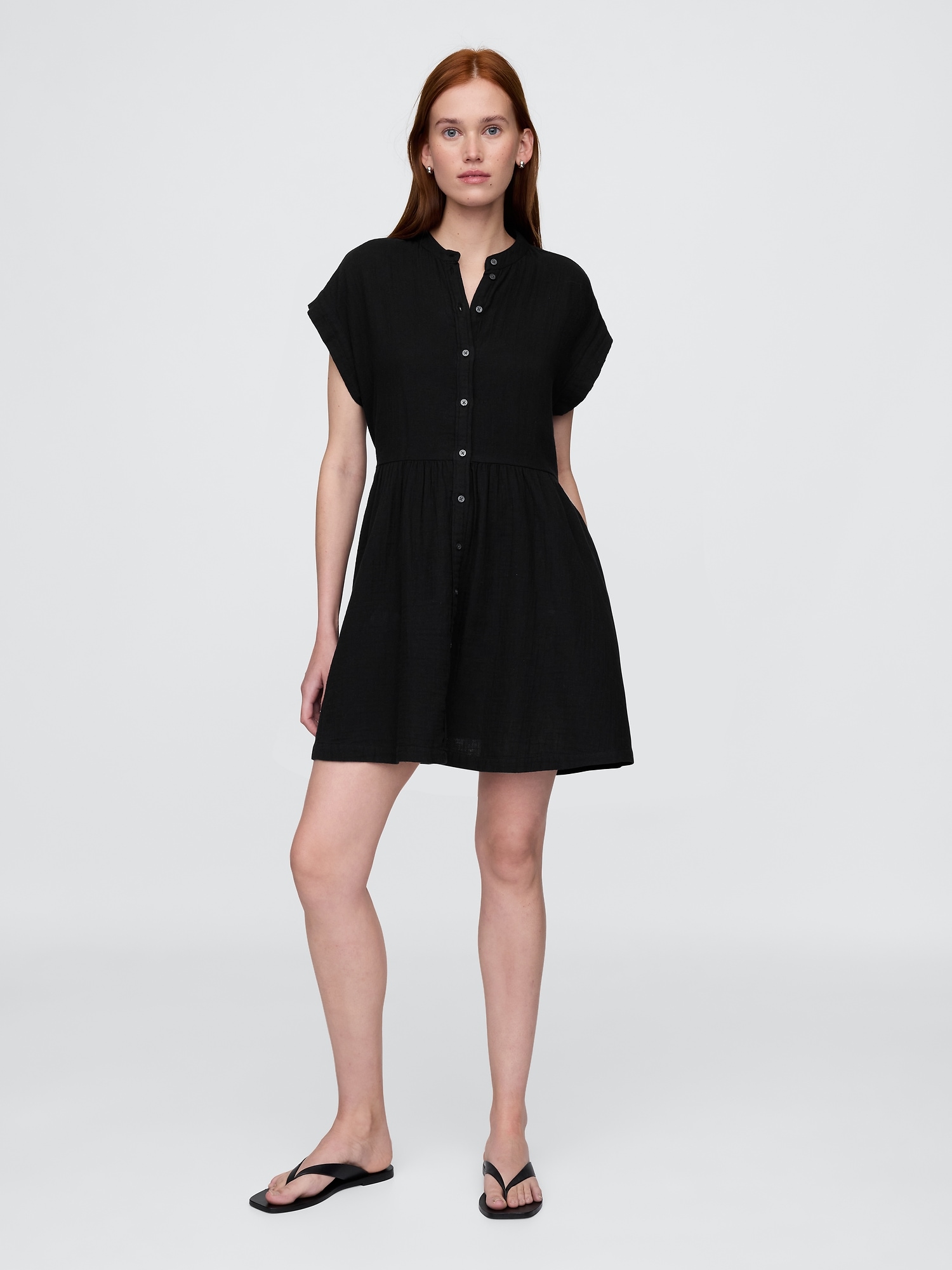 Cotton Gauze Mini Shirtdress