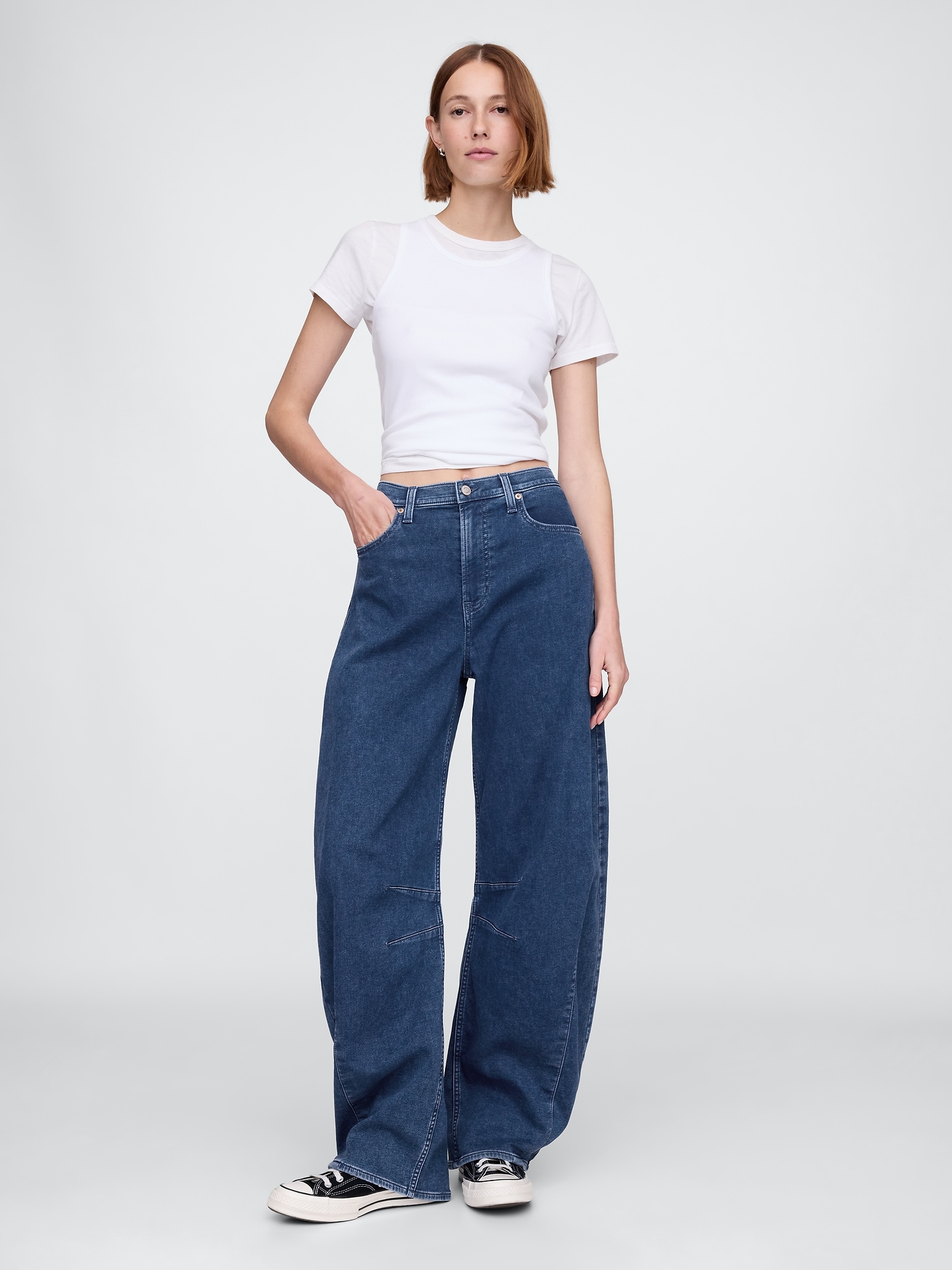 High Rise Knit Horseshoe Jeans