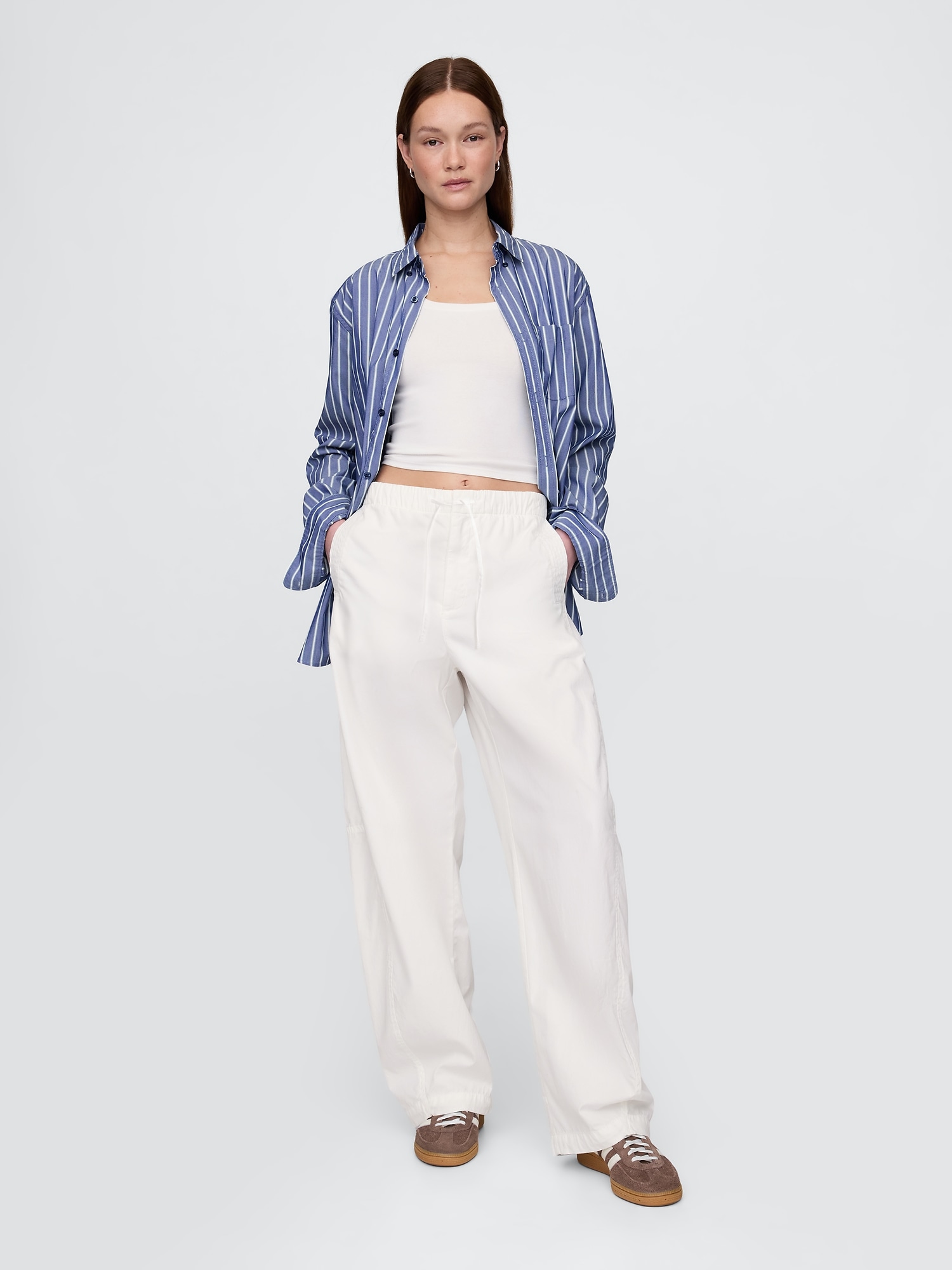 Mid Rise Barrel Parachute Pants